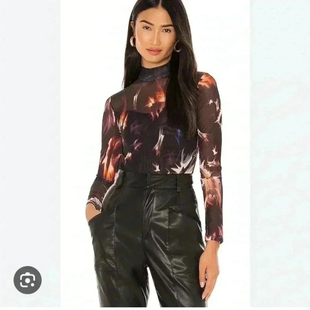 Women's flame Long Sleeve mesh Top